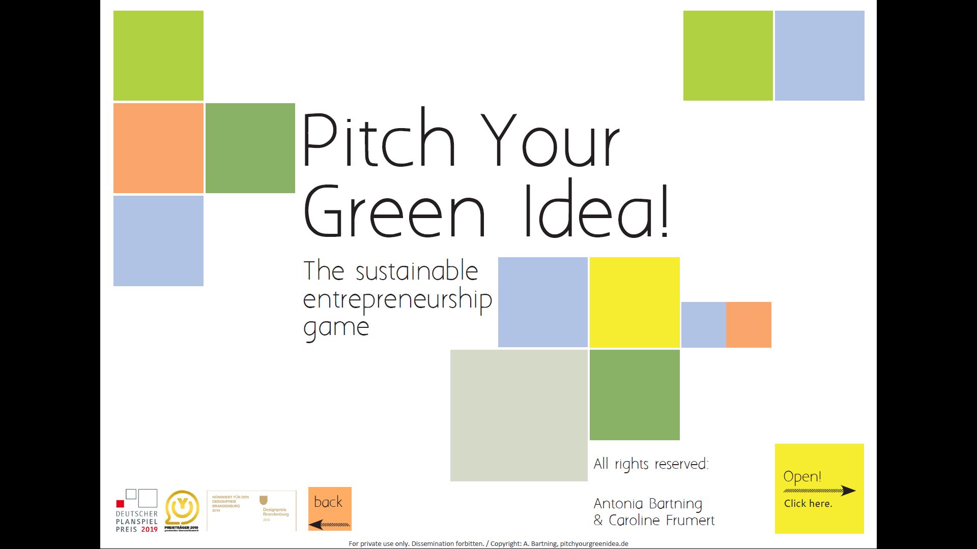 Pitch your green Idea, digitales Spielbrett